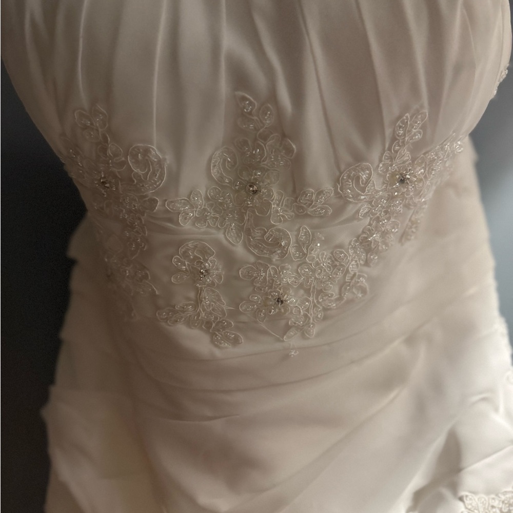 DaVinci Cream High Low Dress with Lace Details